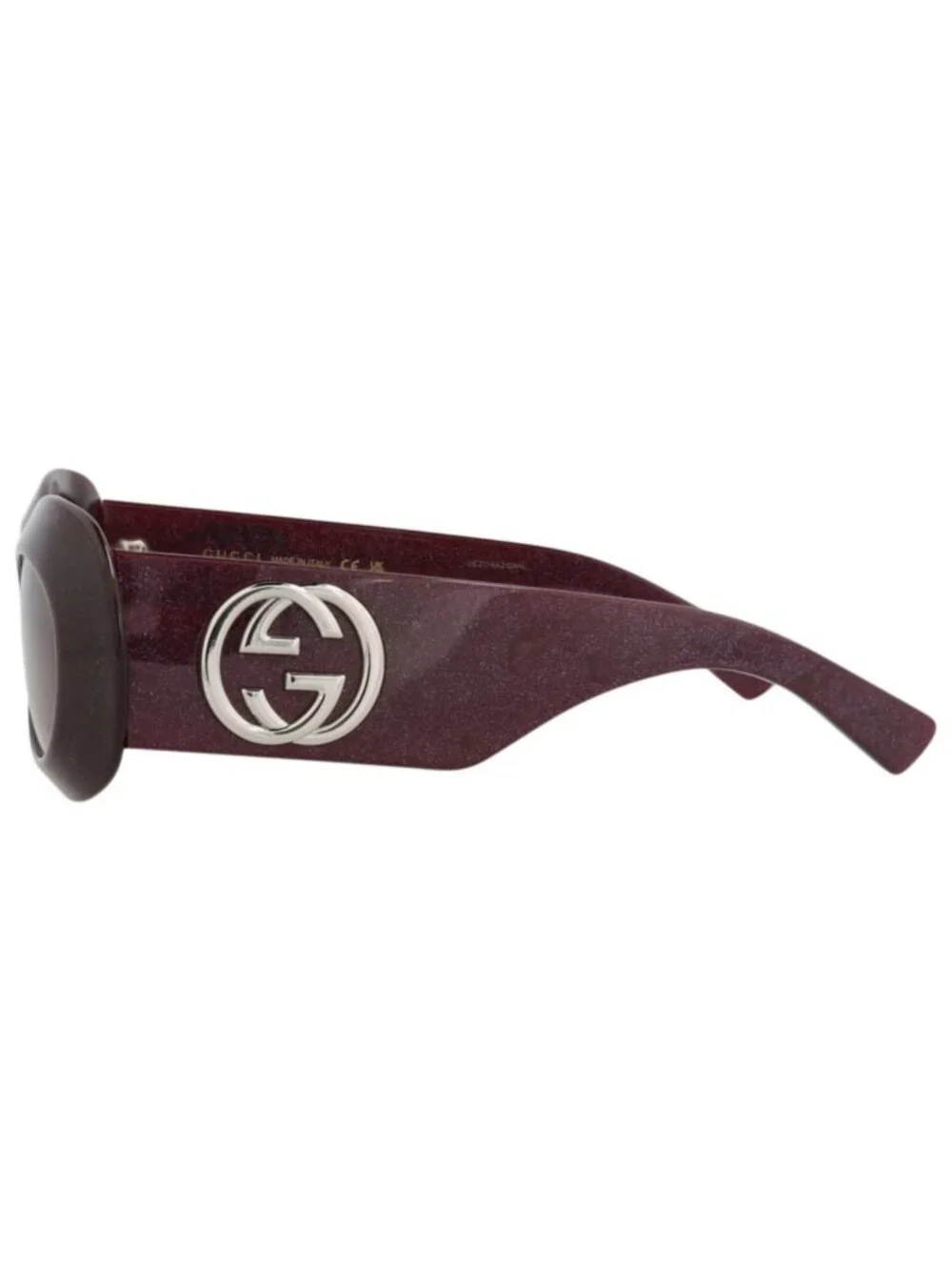 New Gucci Women's Sunglasses Round Oval Recycled Acetate Frame Violet Violet